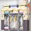 VAOdo Portable Closet Wardrobe Closet for Hanging Clothes with Several Roots Hanging Rods Clothes Storage Organizer for Extra Sturdy Quick and Easy to Assembly Dust-proof Simple Wardrobe Width 145CM
