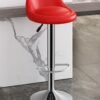 Bar Stool, PU Leather Padded Barstool with Back and Footrest, Height Adjustable Counter Height Swivel High Stool for Bar, Kitchen Island, Dining Room, Red