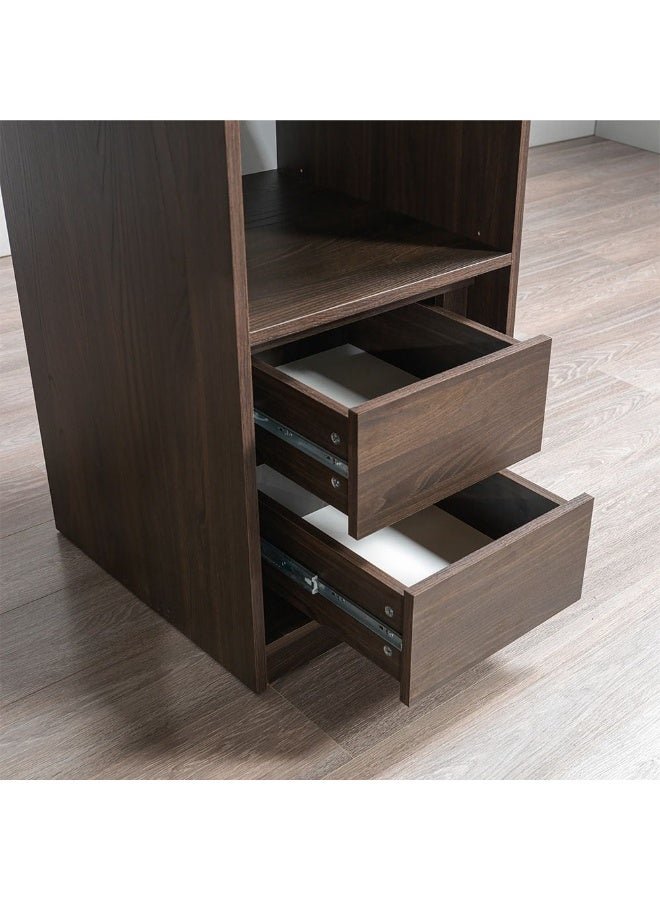 Infinity Set Of 2 Drawers Internal Module For 1 Door Wardrobe | Drawers Only For Wardrobe | Modern Design Storage For Bedroom L46.2xW48xH42.2cm - D.Walnut