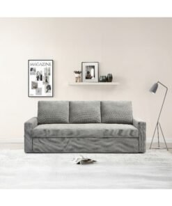 Home Box Grey 3-Seater Fabric Sofa Bed with Side Pockets