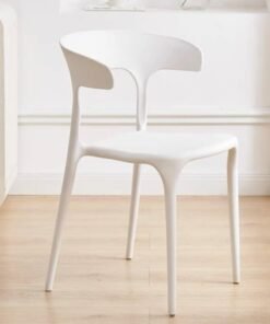 Hanaiette Modern Mid Century Premium Plastic Chair,Curved Back Dining Chairs For Kitchen Garden Lounge Meeting Room,1PCS (White)