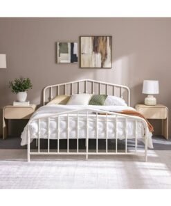 DANUBE HOME Bella Apex 160x200 Metal Queen Bed | Modern Design Metal Double-White