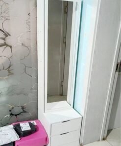 Alternative view of fashionhome Multifunction Dressing Mirror and 2 Drawers Modern Full Length Standing Mirror Cabinet with 2 Spacious Storage Drawers Freestanding Bedroom Organizer with Glossy White Finish Space Saving Wardrobe Mirror Unit for Dressing Makeup & Daily Essentials Storage Table 30x34x162cm