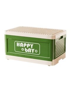 YallaEx LEGO Storage Box with Building Baseplate Lid & Wheels | Large Foldable Toy Organizer Container for Kids | Holds 1000+ Bricks - Green