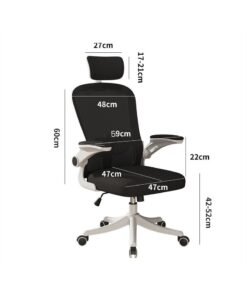 MOZOGOT Ergonomic Office Chair with Lumbar Support & Headrest & Flip-up Arms Height Adjustable Rocking Home Office Desk Chairs for Teens and Adults (Grey Mesh)