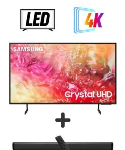 Samsung 65-Inch Crystal UHD DU7000 4K Tizen OS Smart TV with HDR 10+, PurColor, Knox Security With 2.0 Channel Soundbar 30W, HDMI ARC, Bluetooth, USB, MP3, FM Station 65DU7000+SOUNDBAR Black