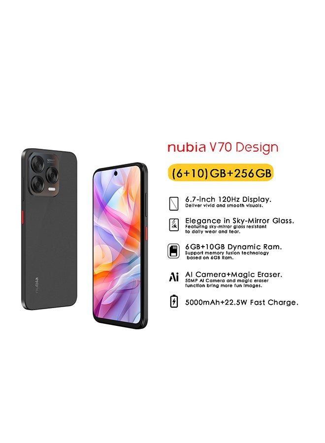 nubia Blade V70 Design Dual SIM Stone Gray 6GB+10GB RAM 256GB 4G - Middle East Version