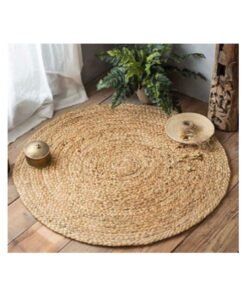 Raymond Jute Braided Boho Area Rug, Natural Hand Woven Jute Rug - Farmhouse Reversible Rug Rustic Cotton Jute Rug Home Décor Rag Rugs (152 cm x 152 cm - 5x5 Feet)