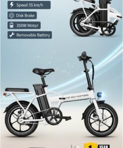 Wind Horse W2A Folding Electric Bike with 350W High Speed Motor, 36V 8AH Battery, 40 KM/H Speed, 35 KM Range, Dual Disk Brakes, Carbon Alloy Frame and 16 Inches Tires