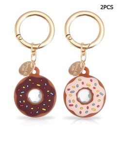 Unique 2 Pack Apple Airtag Keychain Donut Case for AirTag Protective case, Silicone Protective Case Secure Holder with Key Ring, Anti-Drop Scratch Holder, Anti-Lost Keychain Accessories for Kids Pets