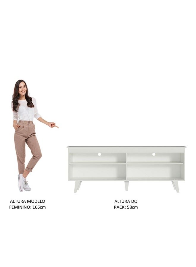 Madesa TV Stand with 2 Shelves and Cable Management, for TVs up to 65 Inches, Wood, 136 W x 50 H x 36 D Cm – White - Image 3