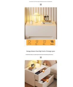 Alternative view of Bedside Table with 2 Drawers, Modern Nightstand for Bedroom | Simple Bedside Cabinet & Storage Side Table, End Table for Home (CT054-White)