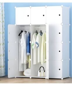 DubaiGallery Modular Wardrobe, Modular Shelves, Modular Clothes Organizer Wardrobe for Home, Storage Shelf for Bedroom, 12 Modules, 2 Bars