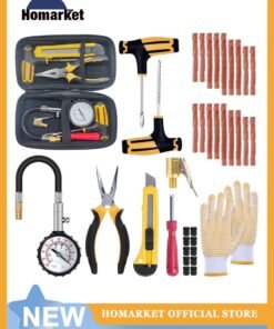 HomarKet Universal Tire Repair Kit ,15 Piece Value Pack Fix Punctures and Plug Flats ， Ideal for Cars, Trucks, Motorcycle, ATV, Jeeps, Off Road Vehicles, RV, Tractors