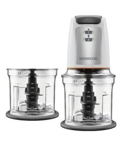 KENWOOD Chopper, 2 Speeds, 2 Bowls, Stainless Steel Quad Blade, Ice Crush Function, Mayonnaise Attachment, 0.5 L 500 W CHP61.200WH Clear