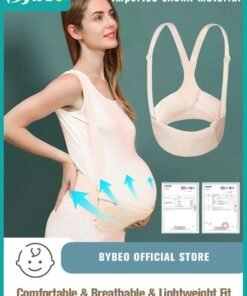Bybeo Pregnancy Belly Support Band Adjustable Breathable Maternity Support Belt with Shoulder Strap and Back Support