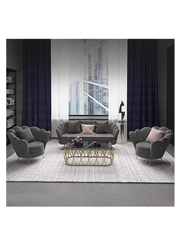 Ripple FURNITURE Flower Sofa Set(3+2+1).Eligent Style Sofa,Velvet Fabric
