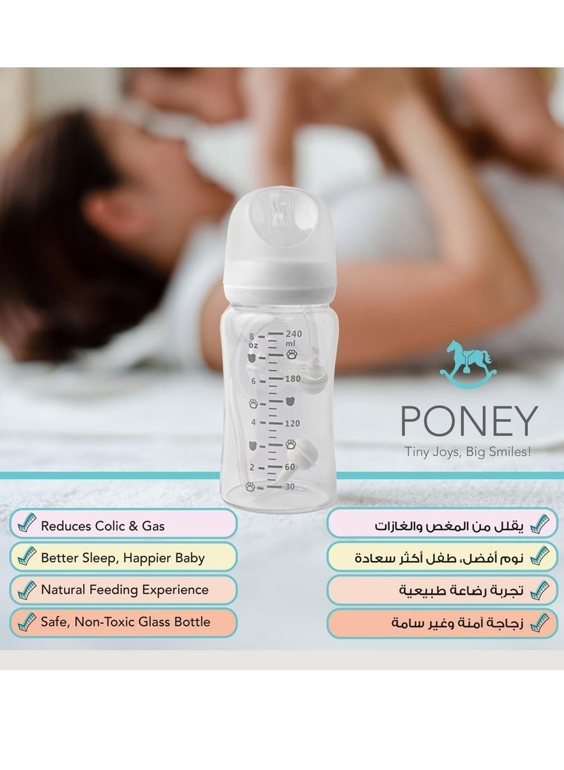 Poney Glass Feeding Bottle 240ml | Milk Bottle for Baby | Baby Feeder | Baby Bottle Glass | Safe & Durable Feeding Glass Bottle for Newborns - Image 4