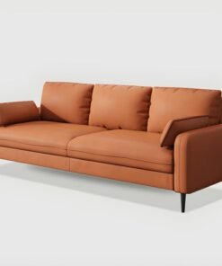 Comfynest Modern 3-Seat Sofa With Bolster Pillows And Square Arm - Tech Cloth 148 X 60 X 66 Cm Orange