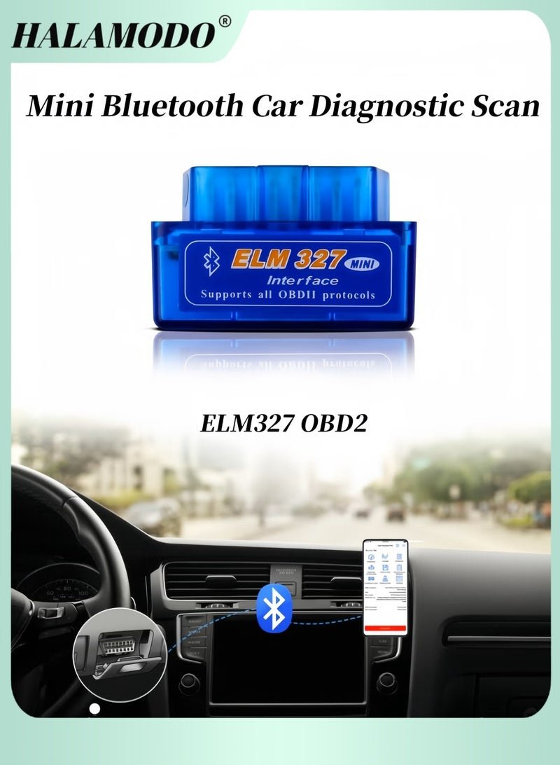 HALAMODO Mini ELM327 OBDII Car Diagnostic Scan Professional Bluetooth Scan Tool and Code Reader for Android & PC Car Auto Diagnostic Scanner