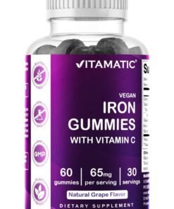 Vitamatic Iron 65 mg Gummies Supplement for Women & Men - 60 Vegan Gummies - Great Tasting Iron Gummy Vitamins with Vitamin C (1)