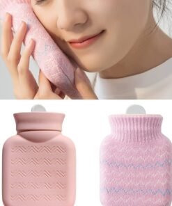 Hot Water Bottle with Soft Cover Small Lovely and Reusable Bottles Hand Warmers Portable Removeable Washable Knit Covers