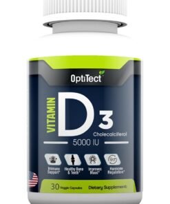 OptiTect Vitmain D3 Immune Support Health Bone And Teeth Improves Mood Hormone Regulation 30 Veggie Capsules 5000 Iu