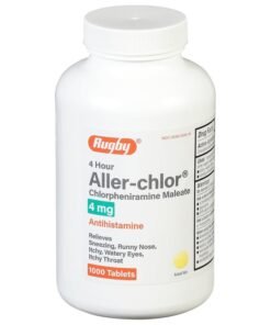 RUGBY LABORATORIES Rugby 4 Hour Allerchlor  Chlorpheniramine Maleate 4 mg  Antihistamine  1000 Tablets 1 Pack