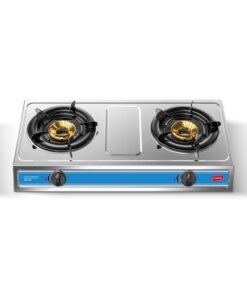 Impex 2-Burner Stainless Steel Gas Stove- Aesthetically Designed, High Impact Stainless Steel Body, Spill Tray for Cleanliness, High-Efficiency Blue Flame, Auto Ignition Knobs, 2-Year Warranty IGS 124 Silver