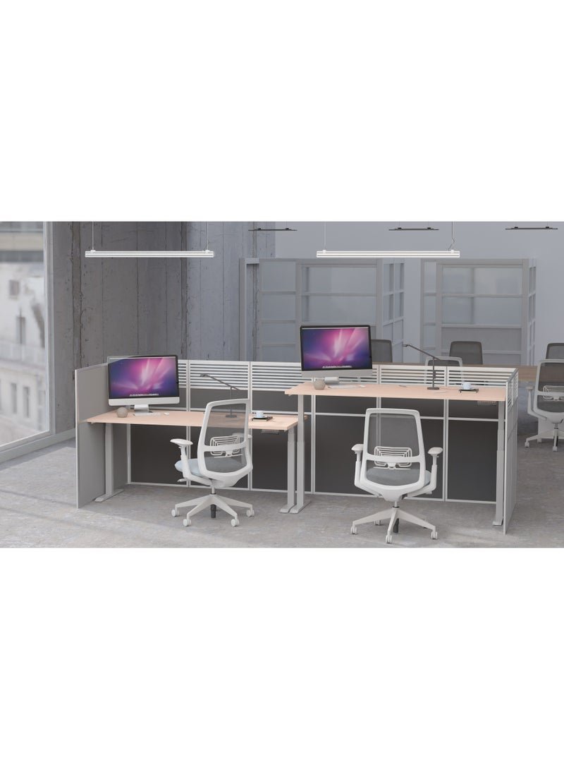 Flexispot Standing Desk Dual Motor 3 Stages Electric Stand Up Desk 120cmx75cm Height Adjustable Desk Home Office Desk White Frame + Oak Desktop - Image 4