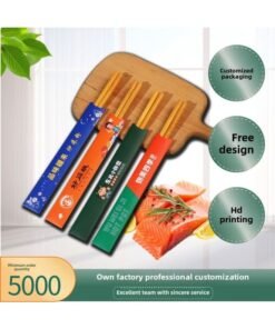 Make Hotel Chopsticks Set Disposable Paper Chopsticks Set Restaurant Paper Making Logo Restaurant Dining Chopsticks Set-Color:3x25 Coated 1,000 Pieces