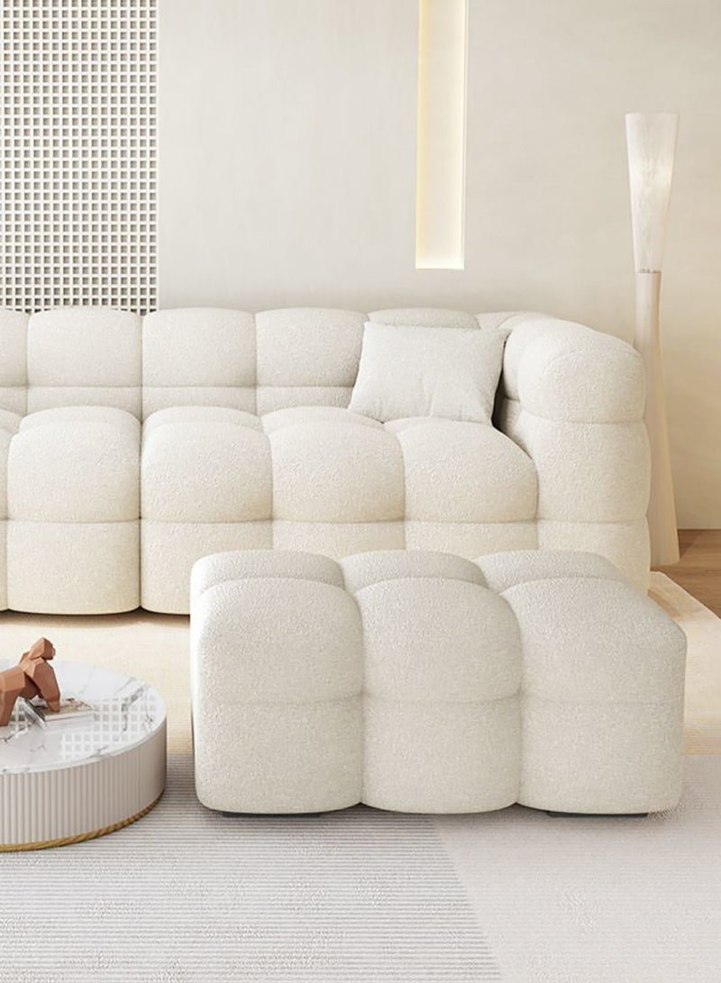 Merry Moments 3 Seater Sofa Modern Sofa White Sofa White Bouclé Upholstered Sofa Curly Oatmeal White for Living Room Reception Office Airbnb with 3-Piece Filled Cushion Set L200xH65xW80 cm - Image 3