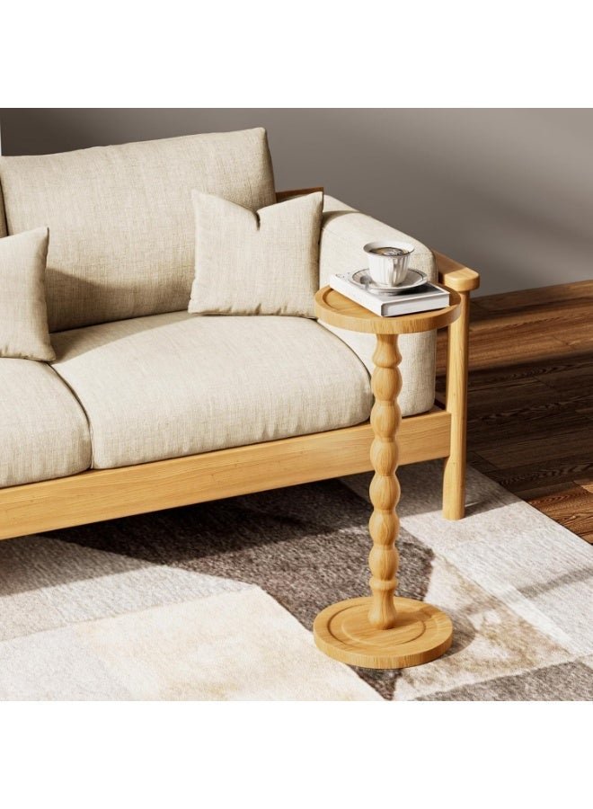 BaytEasy Natural Round Side Table | Coffee Table, Sturdy Wooden Base, Wood Finish, Perfect for Living, Bedroom or Office Decoration, Simple Design (Natural, 9.4"W×23.8"H)