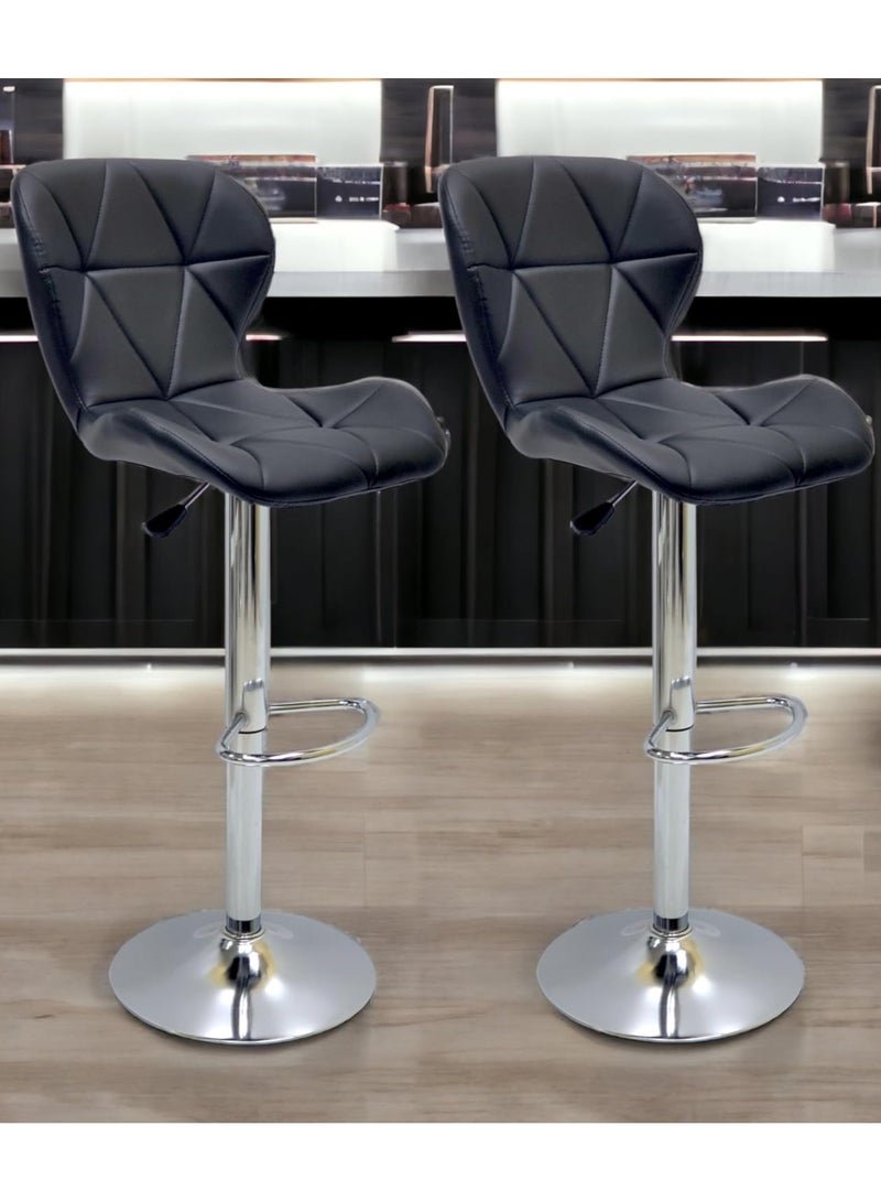 MAPLE HOME DECORATION Maple Home High Bar Chair Counter Stool Leather 360° Roating Armless Backrest Stainless Steel Legs Footrest Restaurant Pub Living Furniture
