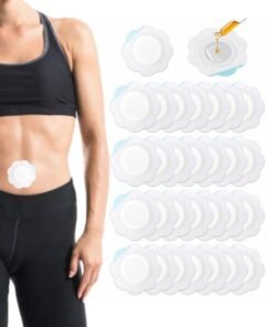 Farahom 50pcs c Wrap Belly Button Patch, Self-Adhesive & Highly Absorbent Castor Oil Wrap Pack for Neck/Shoulders/Knees,  Spunlace Cloth No Wash Anti-Seepage Pad Patches 7cm x 7cm (Oils Not Included)
