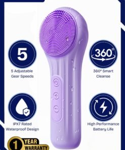 Prime by javaudan Face Scrubber Silicone Electric Facial Cleansing Brush Skincare Tools with Magnet Charger for Deep Cleaning Gentle Exfoliating Massaging Waterproof