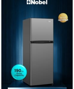 Nobel Double Door Refrigerator 190L Gross / 127L Net Mechanical Temperature Control, R600a Refrigerant, Recessed Handle, Inside Condenser, Dark Silver – NR190S (1 Year Warranty) 120 W NR190S grey