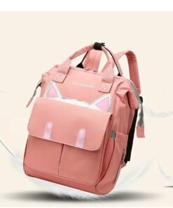 Little tots Large Capacity Mommy Backpack - Durable Polyester, Multi-Function Diaper & Youngsters Supplies Organizer with Practical Pockets Pink Color