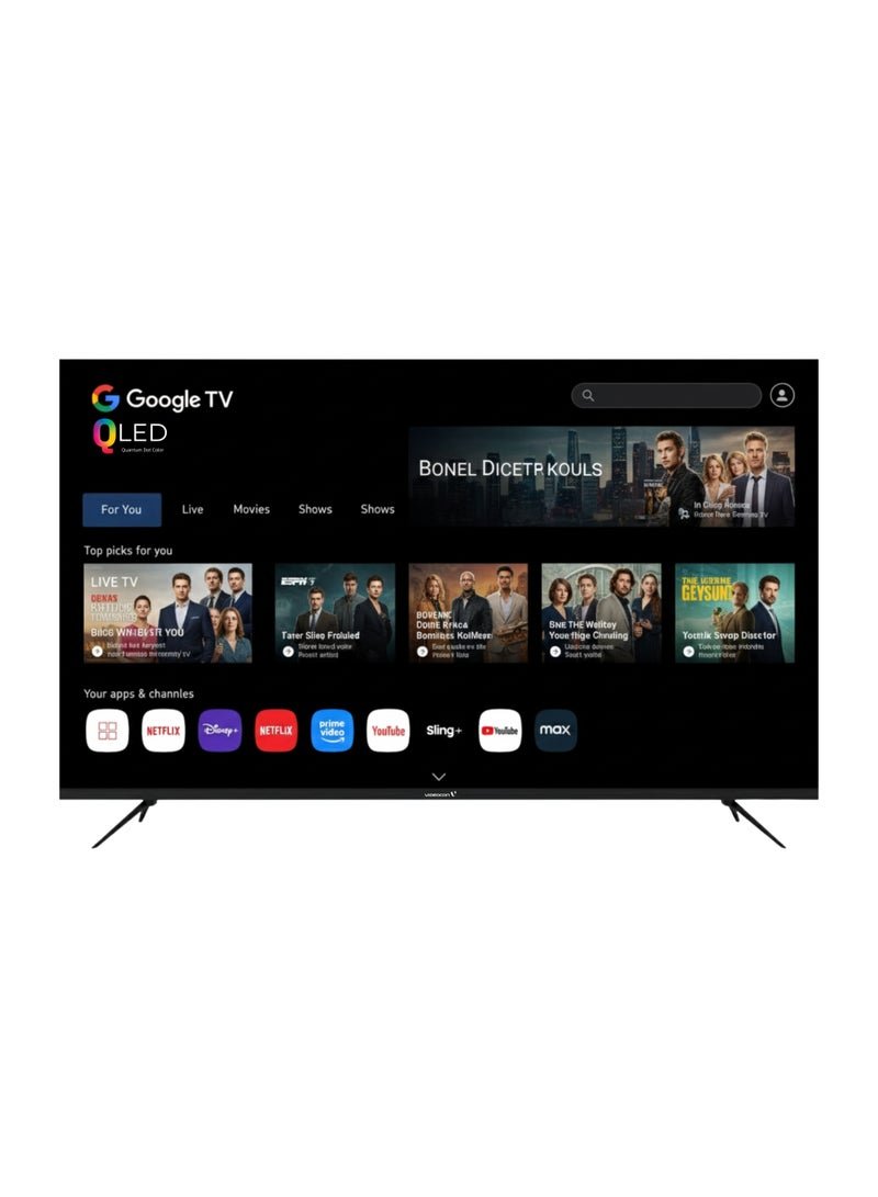 VIDEOCON 75-Inch Edgeless QLED 4K UHD Google Smart TV | A+ Grade Panel | Google Assistant Voice Remote | Dolby Audio | Bluetooth | Free Wall Mount - E75QLGT1100 Black