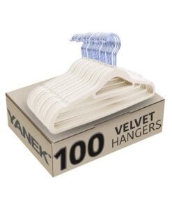 YANEK Non-Slip Velvet Hangers Ultra Thin Heavy Duty 360 Rotating Hook For Suit Dress Shirts Beige 100 Natural Wood Natural Wood 29.4x2.5x44.96 cm