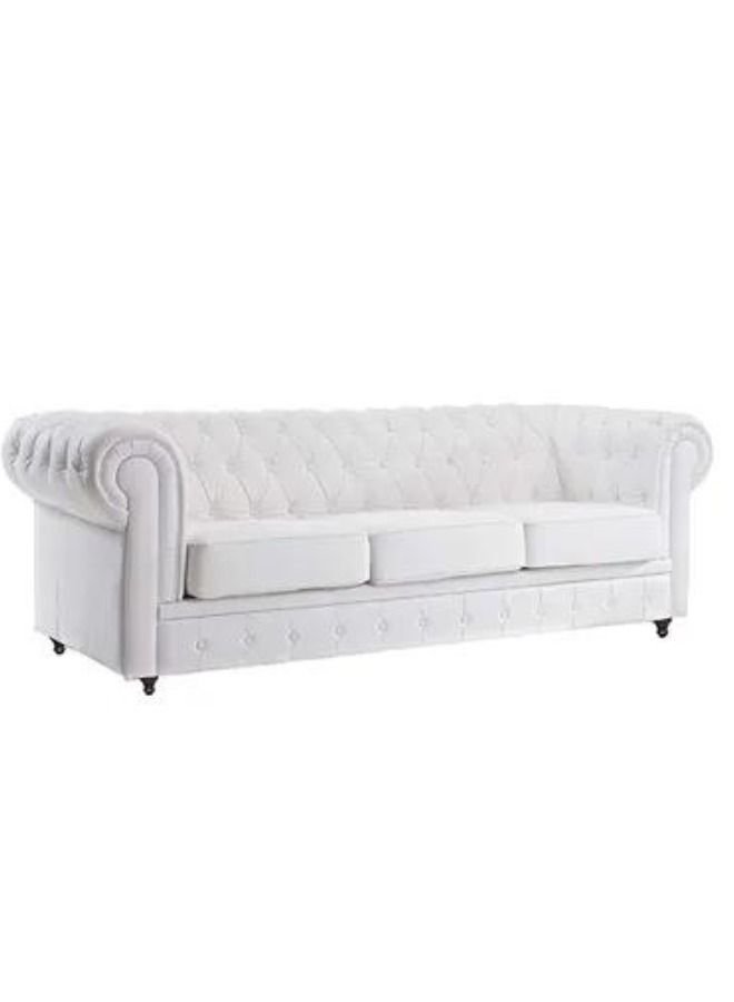 Maharat Al Bahar 3-Seater Chester Hill Velvet Sectional Sofa, White 210x80x90
