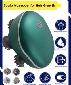 Prime by javaudan Electric Scalp Massager, Waterproof Portable Head Massager for Hair Growth Handheld Hair Massager with 4 Massage Heads, Detachable and Washable Handheld Scratcher for Deep Clean Hair Growth Head Relax