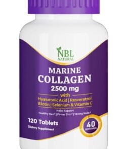 NBL Natural Hydrolysed Marine Collagen 2500 Mg With Hyaluronic Acid, Resveratrol, Biotin, Selenium And Vitamin C, 120 Tablets