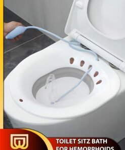 DBLEW Foldable Sitz Bath For Toilet Seat Soothes Hemorrhoids And Perineum Postpartum Care Pregnant Women Perineal Care Yoni Steam Collapsible Basin Flusher Hose Drain Holes Wider Seating Area Deeper Bowl