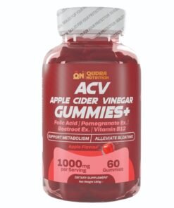 Qudra Nutrition Apple Cider Vinegar (ACV)  Gummies plus Folic Acid, Pomegranate, Beetroot Extracts, & Vitamin B12 for Supporting Metabolism and Relieve Fullness, Vegan Gummies with Delicious Apple Flavour, UAE Brand - 3rd Party Tested for Active Content. Used for Men and Women