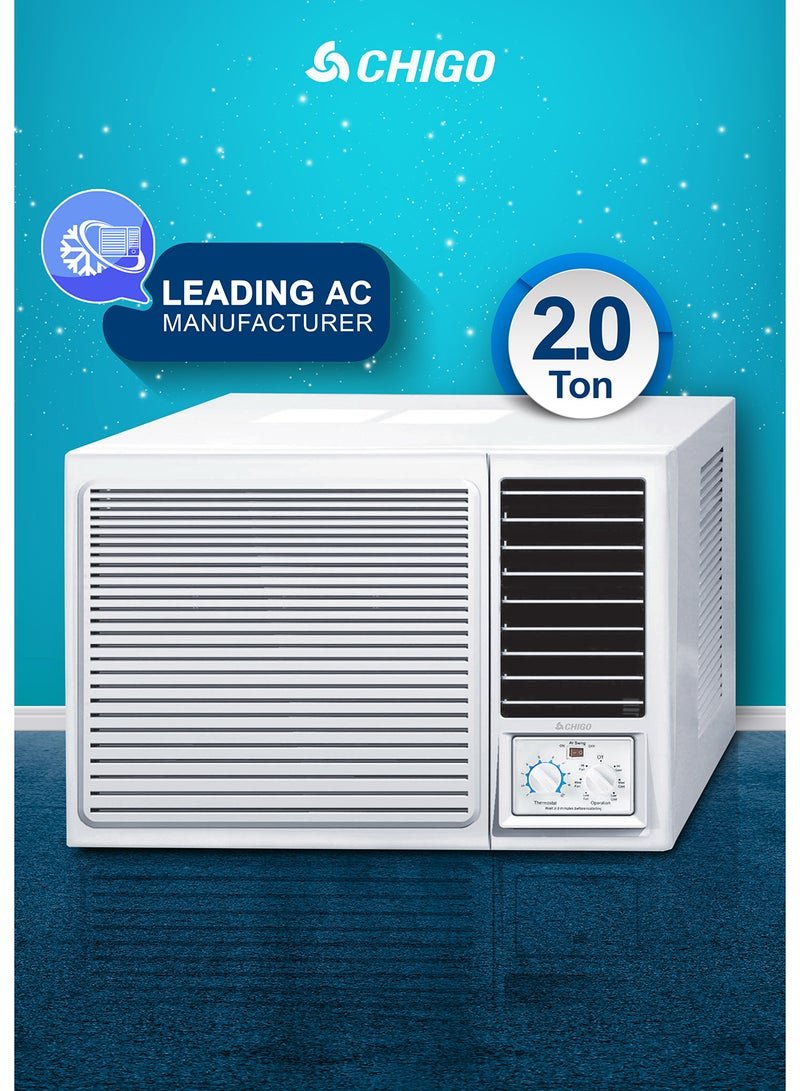 CHIGO 2 Ton Window AC | 24000 BTU | High-Efficiency Rotary Compressor | T3 Climate | Low Noise | R410a Refrigerant | Energy-Efficient Cooling for Extreme Heat CWA24CO White CWA24CO White