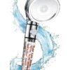 SKY-TOUCH High Pressure Filtered Shower Head For Hard Water And Filtering Impurities Hand Held Shower Head With Filter Balls Shower Hose Holder And Ptfe Tape For Dry Skin And Body Spa Silver