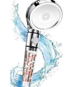 SKY-TOUCH High Pressure Filtered Shower Head For Hard Water And Filtering Impurities Hand Held Shower Head With Filter Balls Shower Hose Holder And Ptfe Tape For Dry Skin And Body Spa Silver