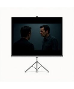 porodo 100" Tripod Projection Screen with 160° Viewing Angle & PVC Matte White Fabric / 4:3 Aspect Ratio / Wrinkle-Free Surface / Stable Tripod Stand / Indoor Outdoor Portable Screen For Home theatre , Classrooms & Conferences - White