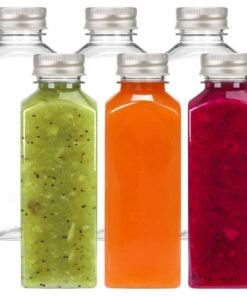MOMENT 6pcs 500ml Plastic Juice Bottles with Caps, Clear Empty Reusable Water Bottles, Disposable Beverage Containers Bulk for Juicing Smoothies Turmeric Juice Milk and Other Beverages